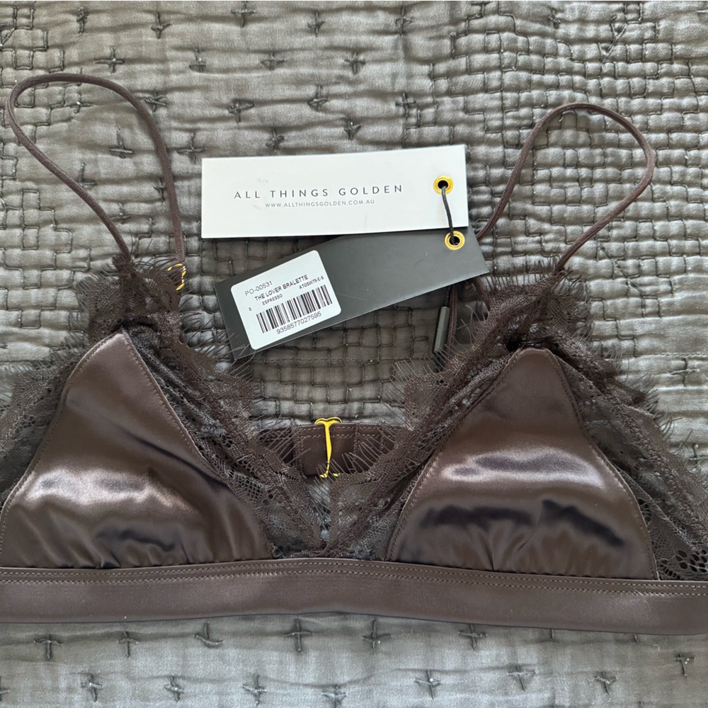 BNWT All Things Golden Espresso Lover Bralette Size Small
